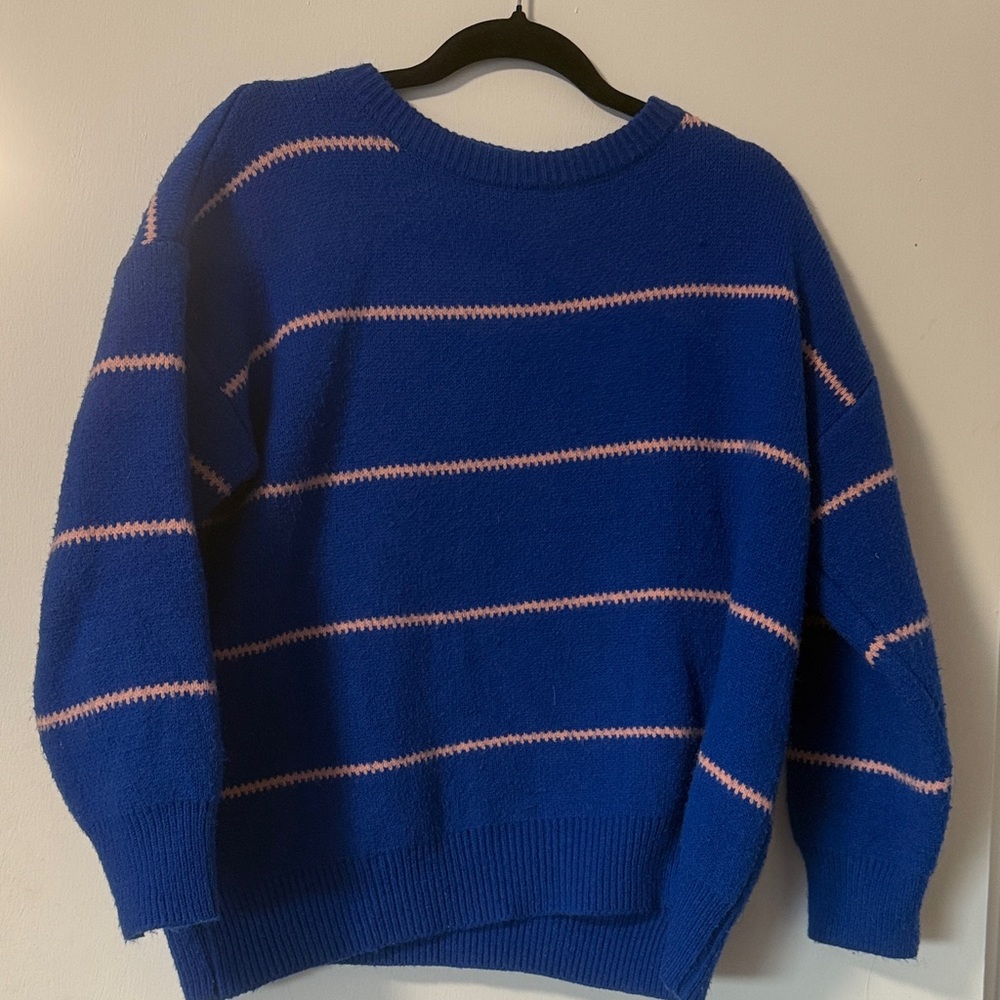 Vintage boxy Blue and Pink Striped Sweater